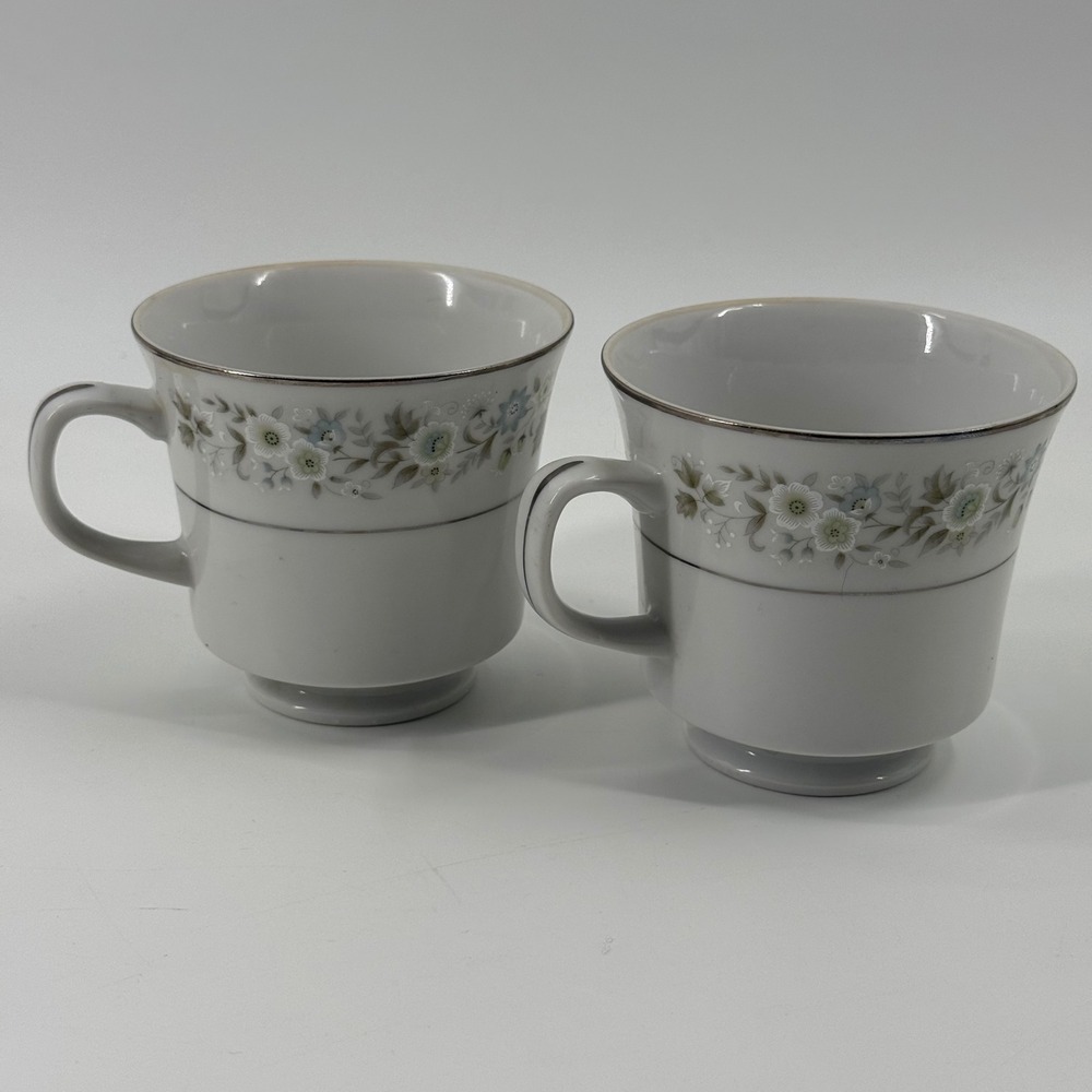 Imperial China W Dalton 745 Wild Flower Tea Cups Set 2 Japan Floral Silver Rim